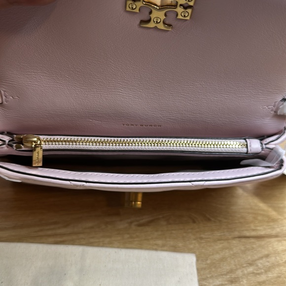 New Tory Burch Kira Diamond Quilted Napa Leather Mini Flap Bag in Rose Salt Pink - Picture 9 of 9